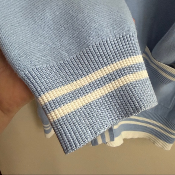 Sandro Paris Opera ‘LOVE’ Varsity Light Blue Cardigan Sweater - Picture 4 of 16